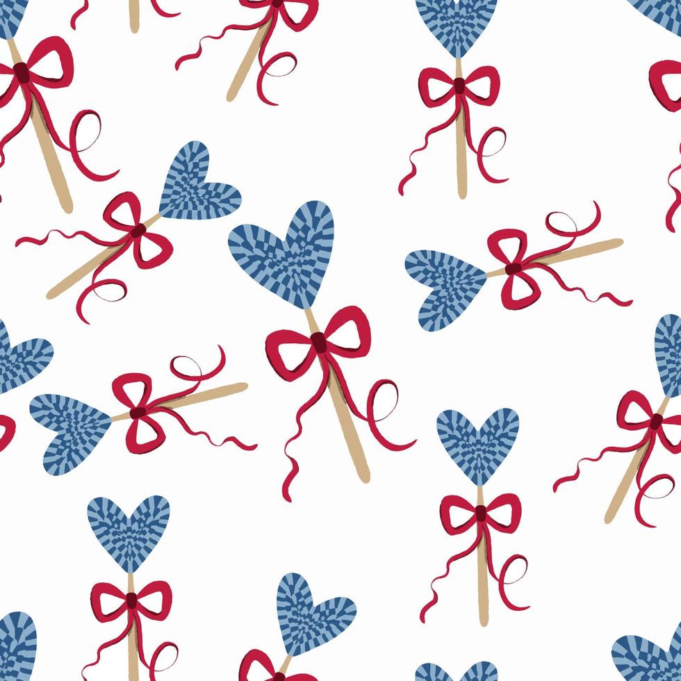Seamless pattern Heart shaped lollipop for valentine is day vector