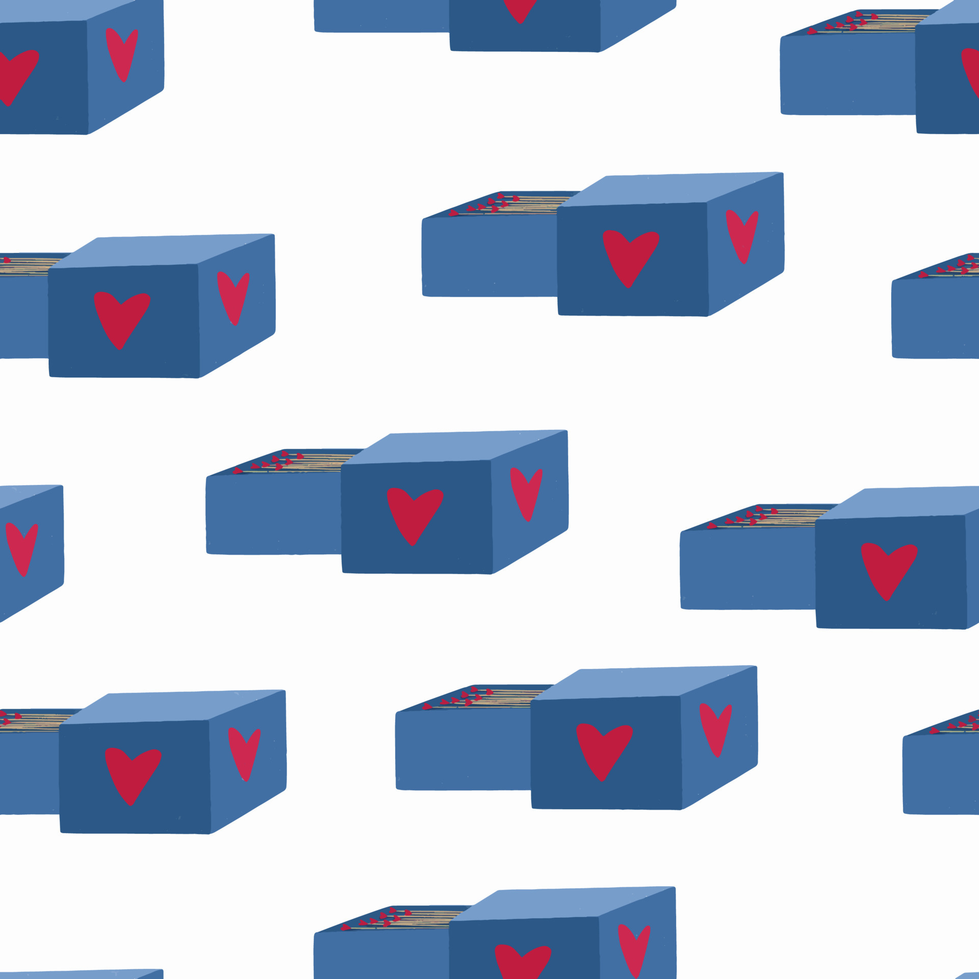 Seamless pattern Matchbox with matches in the shape of a heart 17792997