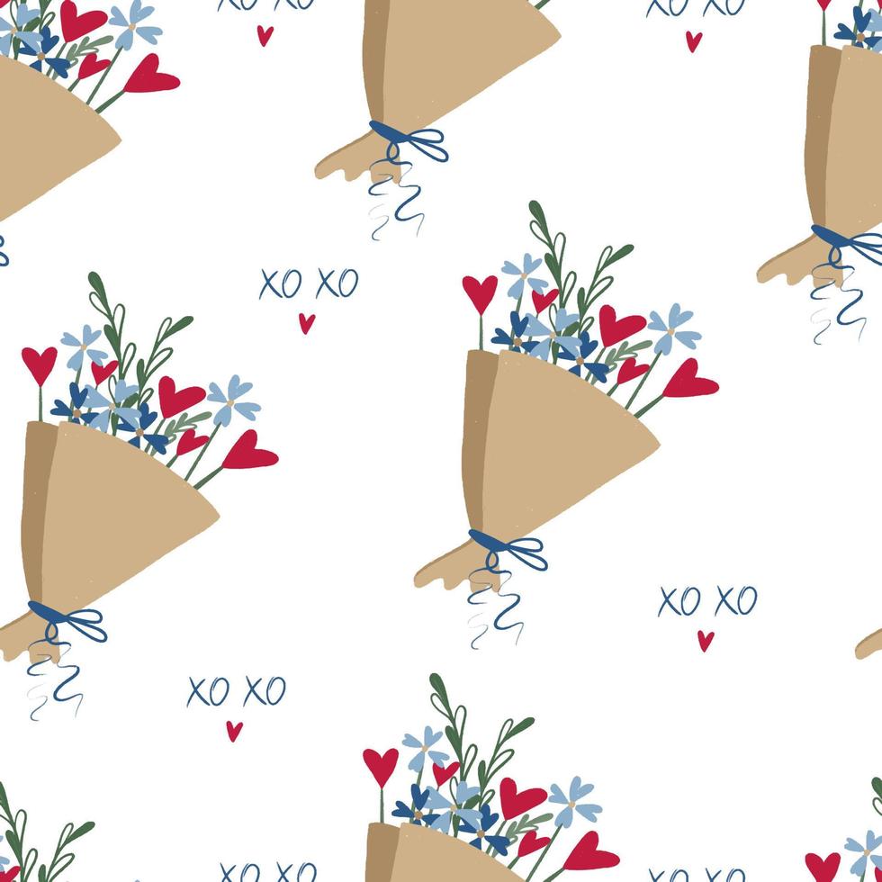 Seamless pattern Bouquet of flowers for valentine is day vector