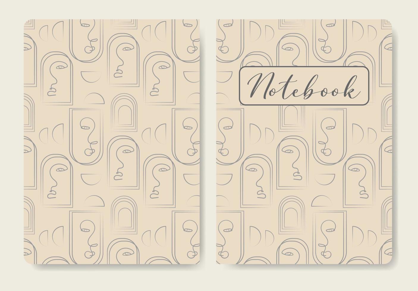 Cover with linear woman face and arch illustration. Colorful backgrounds. Applicable for planner and notebooks, first and last a4 page vector