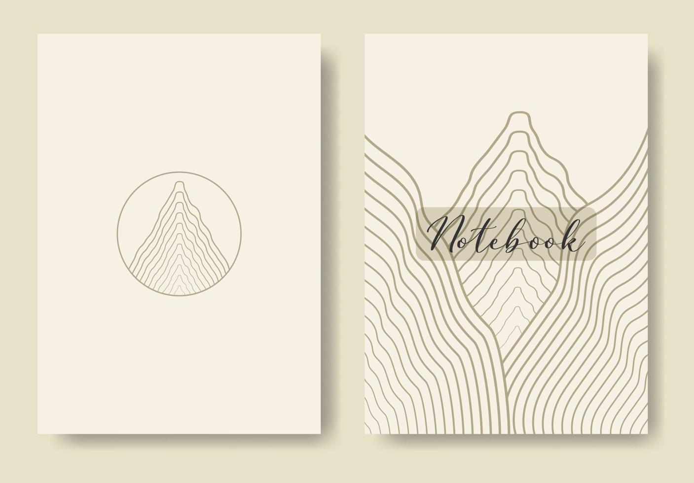 Cover design with linear mountains. Hand drawn creative elements. Neutral artistic background. Can be used for invitation, card, cover book, catalog. Size A4 vector