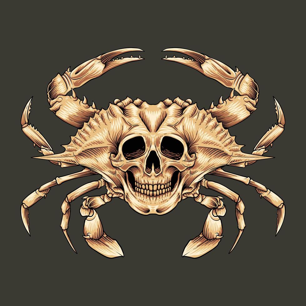 logotipo de cangrejo de cabeza de calavera premium vector