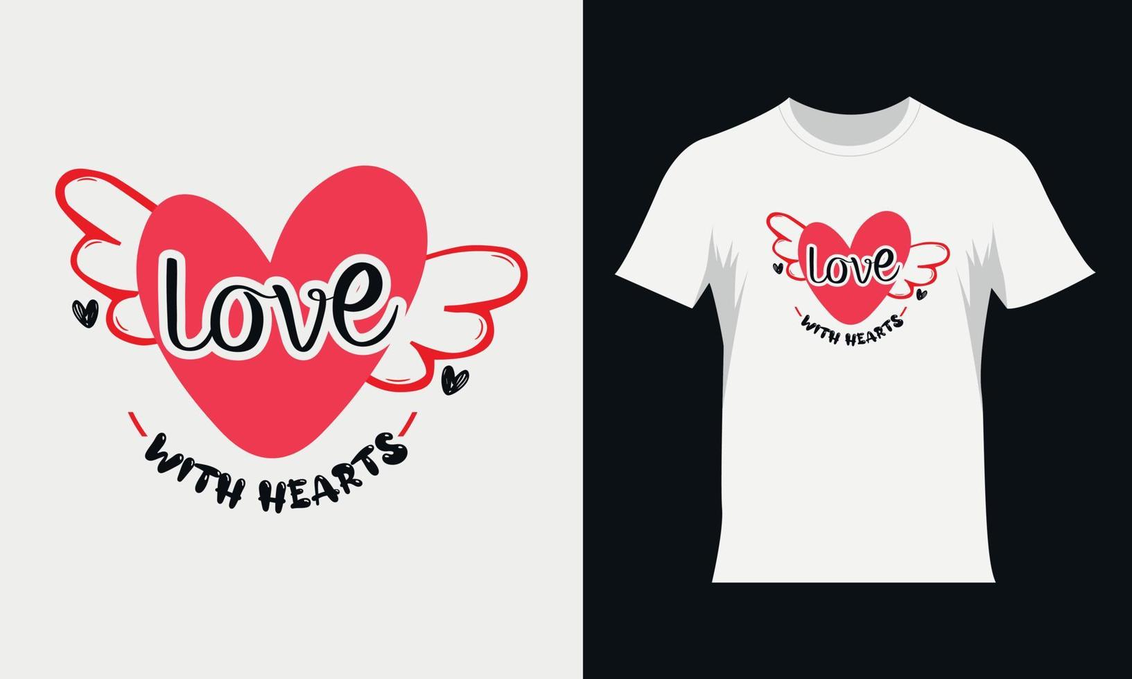 Love with hearts Valentine SVG t-shirt design. Valentine's typography Tshirt design vector