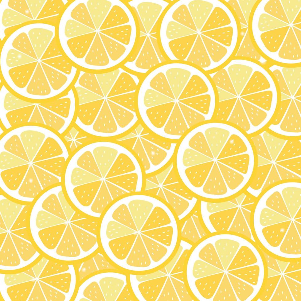 Fresh lemons background.Seamless lemon fruit pattern illustration, yellow background.Decorative illustration, good for printing. Spring, Summer Concept Background. vector