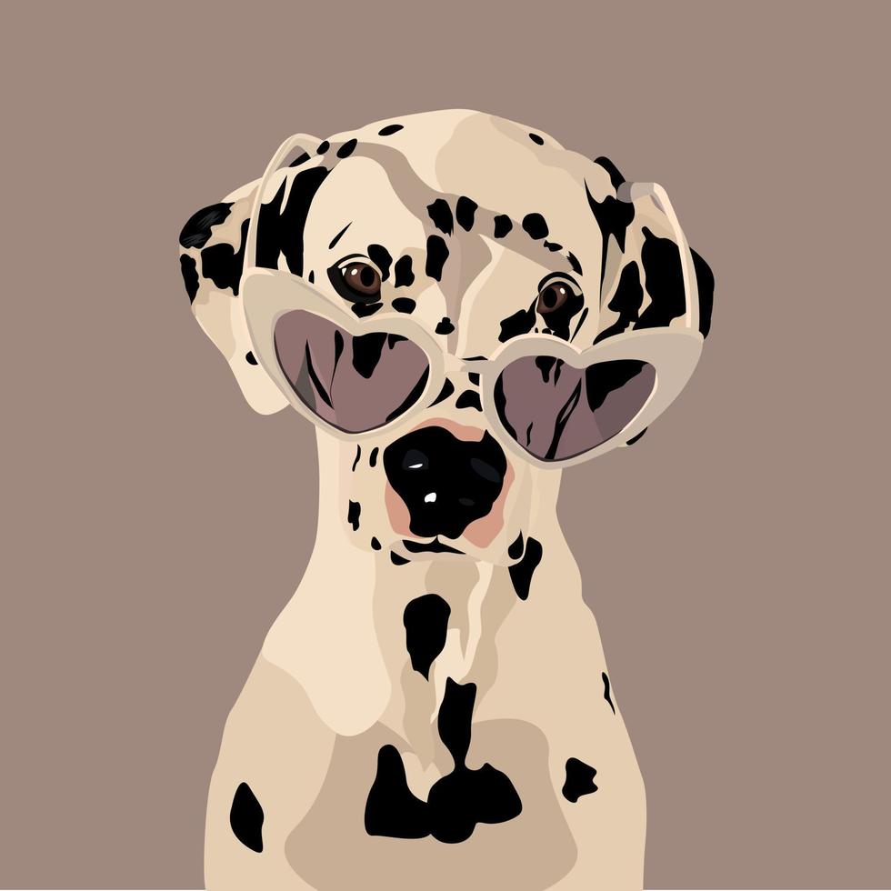 Cute Dalmatian puppy dog. Dalmatians face. Domestic pet. Vector Fashion Portrait of Dalmatian. T-shirt design. Banner woof-woof.