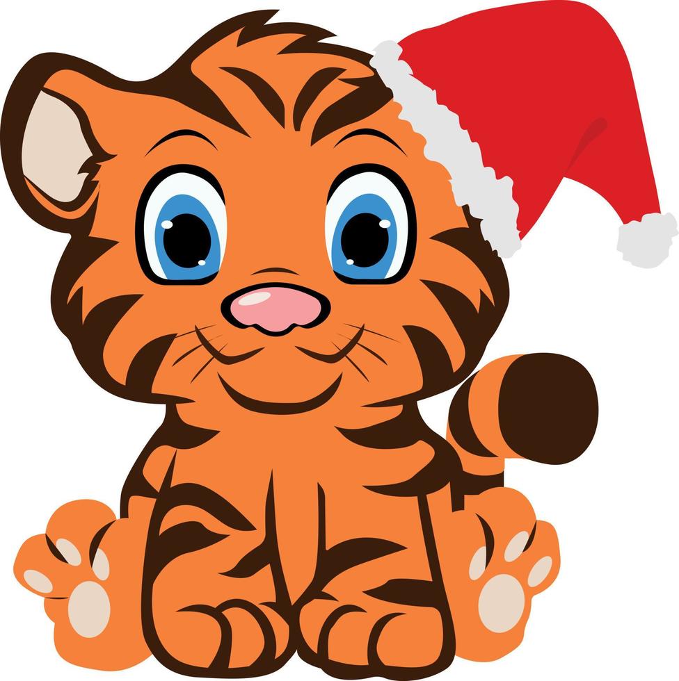 Cute Tiger Cub. Happy Chinese New Year 2022. Year of the tiger. Printing for children's T-shirts, greeting cards, posters. vector