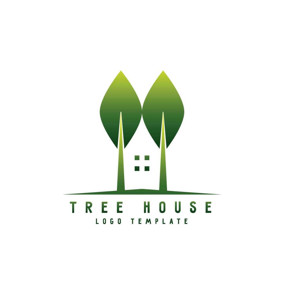 Tree house logo icon. Clean natural home building design. Isolated background vector