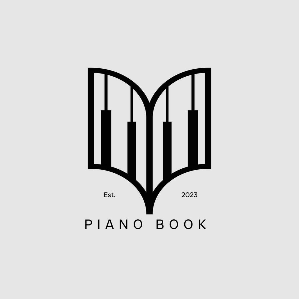 icono del logotipo del libro de piano. diseño de pictograma moderno vintage retro de libro de música simple. fondo aislado vector