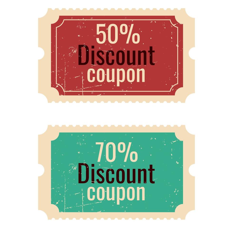 Discount coupons in retro style. vector