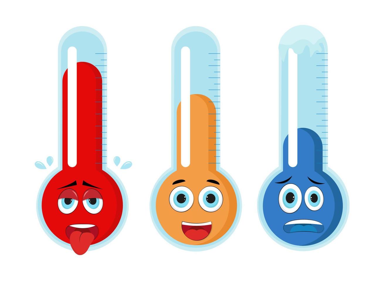 Funny cartoon face thermometer set vector