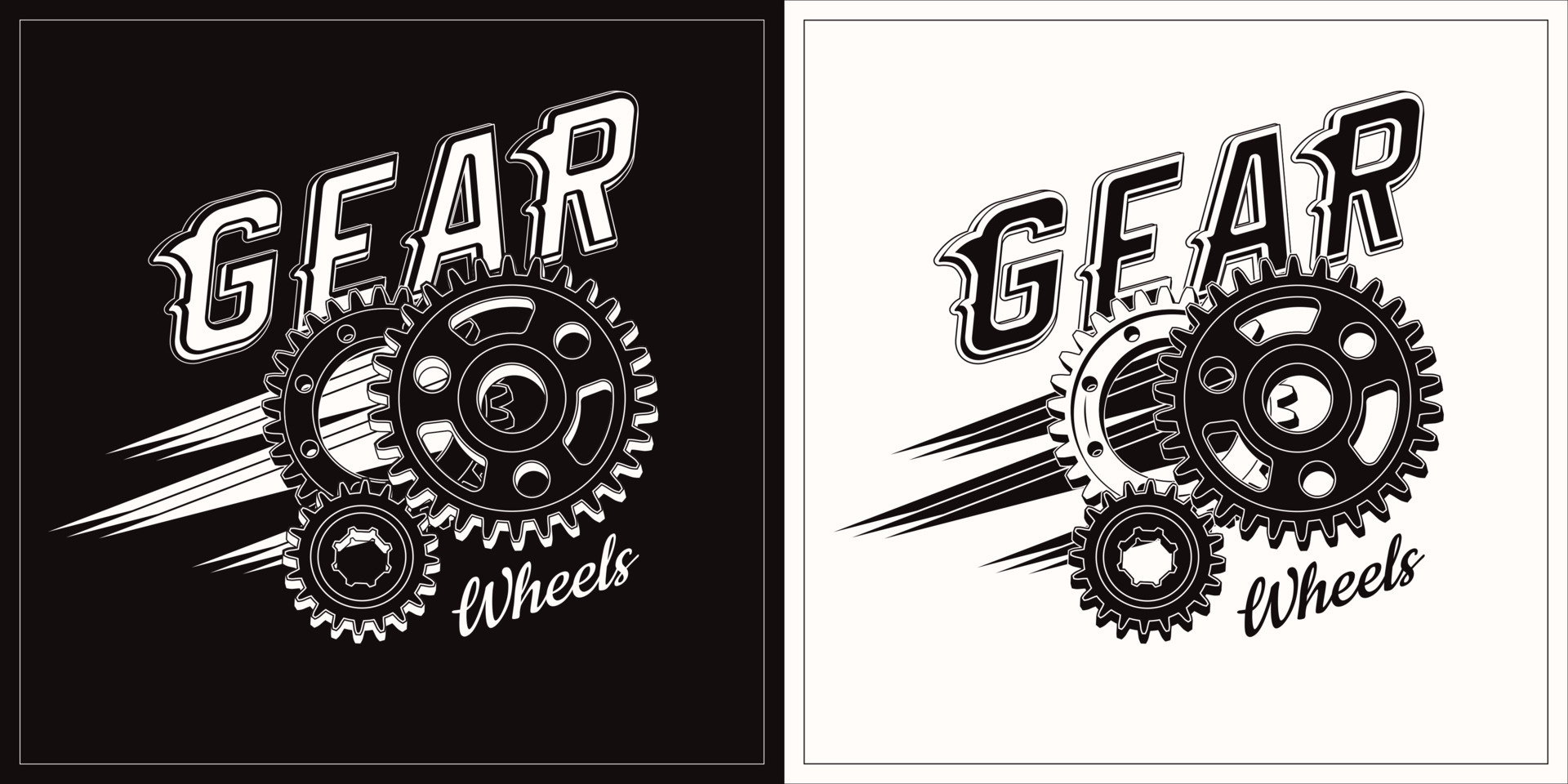 Monochrome vintage label with gear wheels and text. Emblem in steampunk