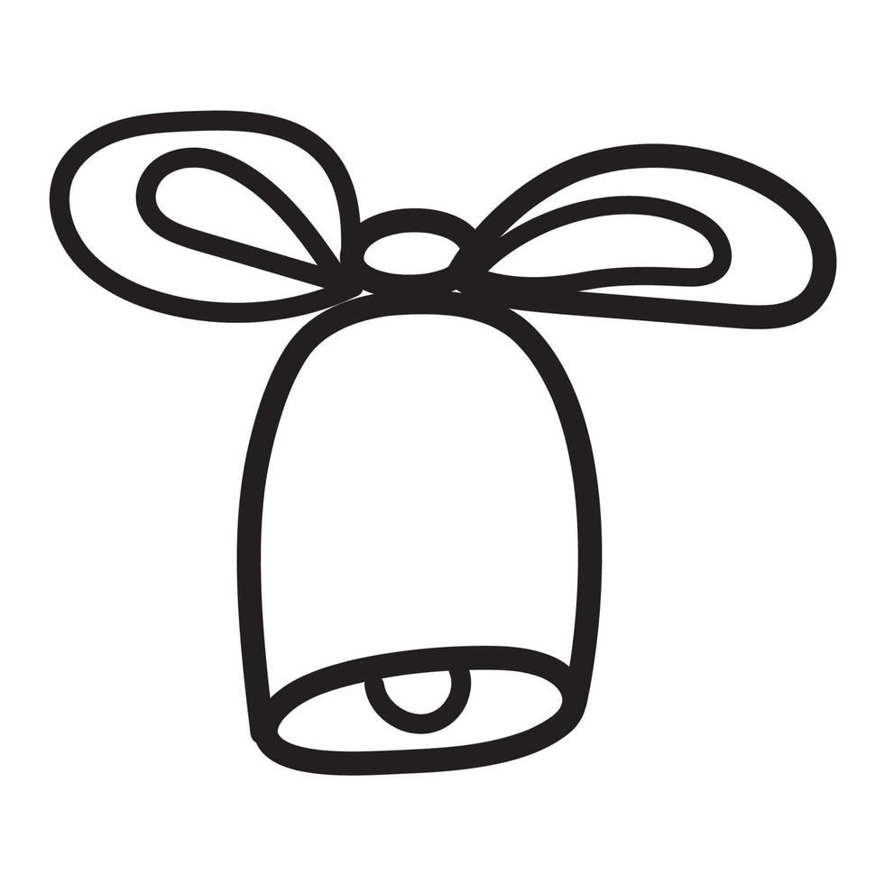 Doodle-style bell with bow on white. Vector isolated image for use in training or holiday design