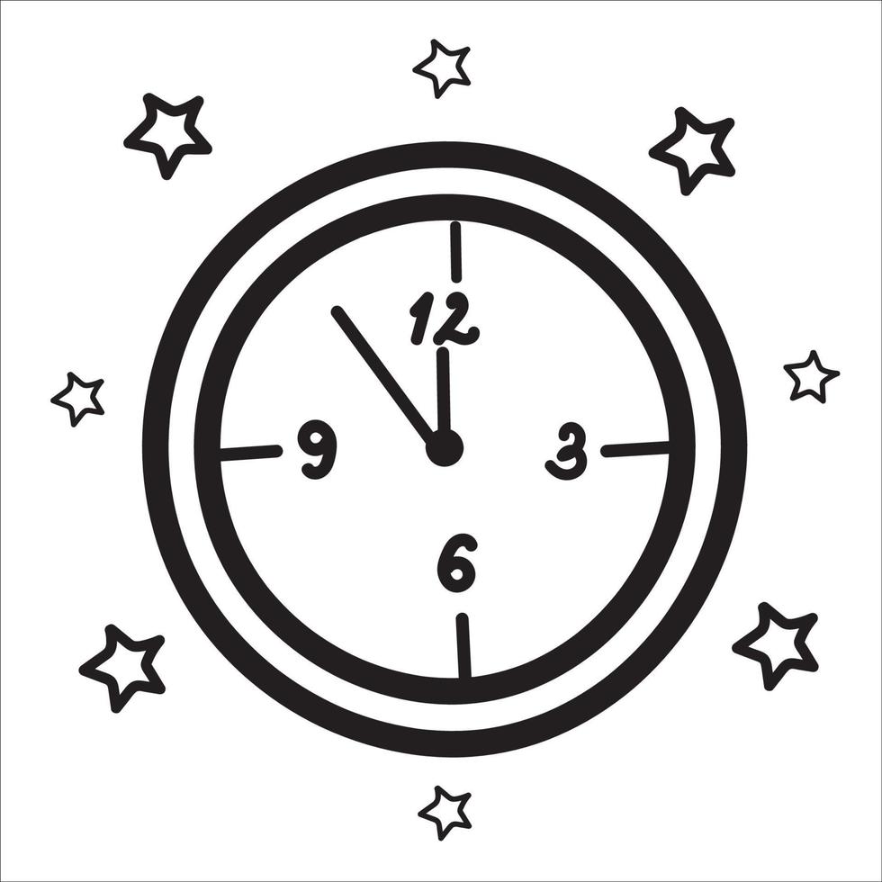 Wall clock in style of doodles on white background vector