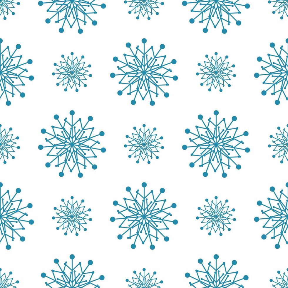 Blue snowflake pattern on white background. Vector isolated image for holiday packaging or web