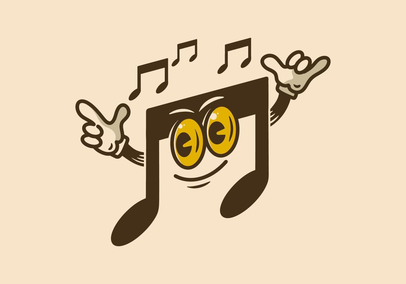ilustración de mascota de personaje de notas musicales vector