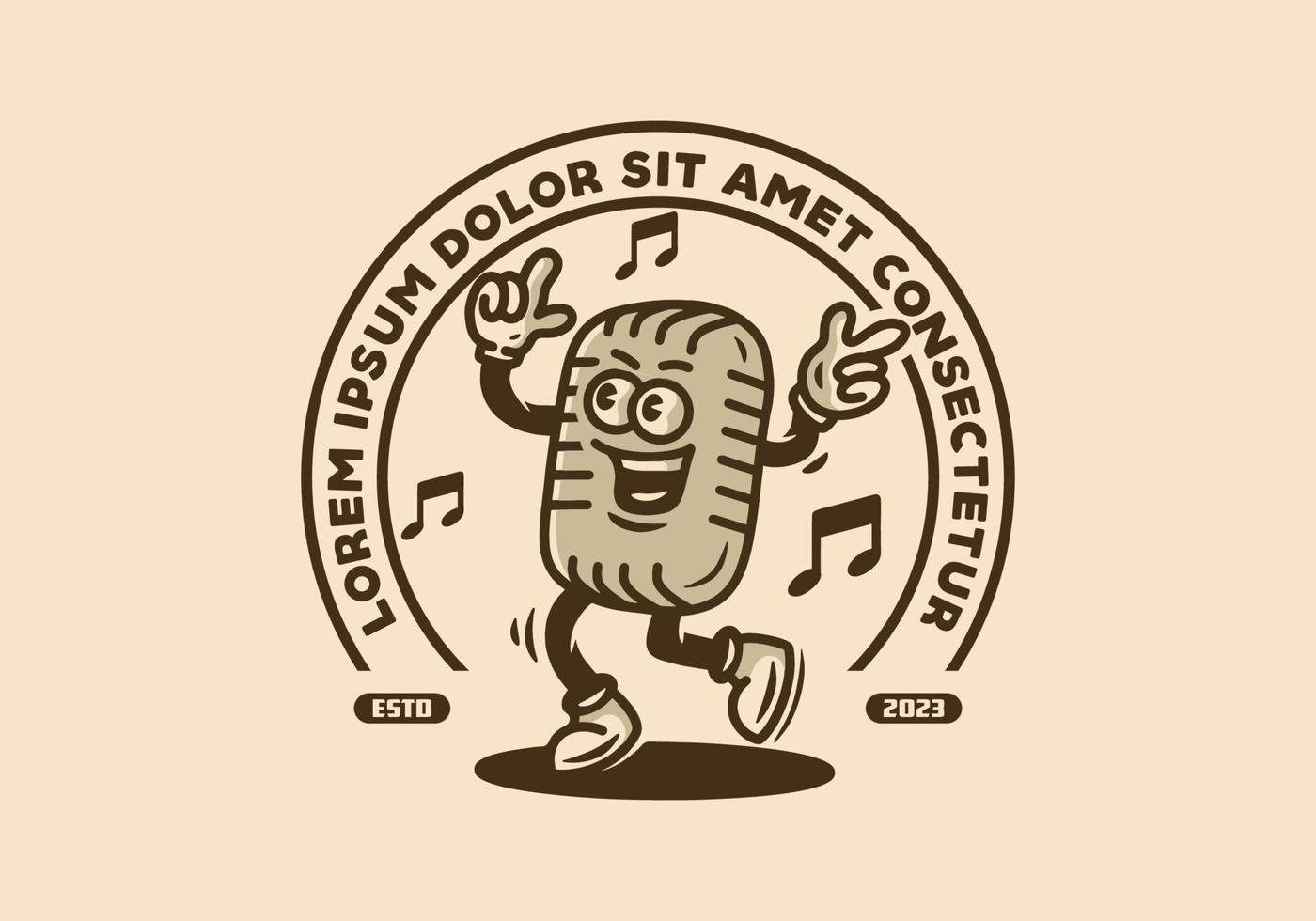 Mascot character illustration badge of singing microphone vector