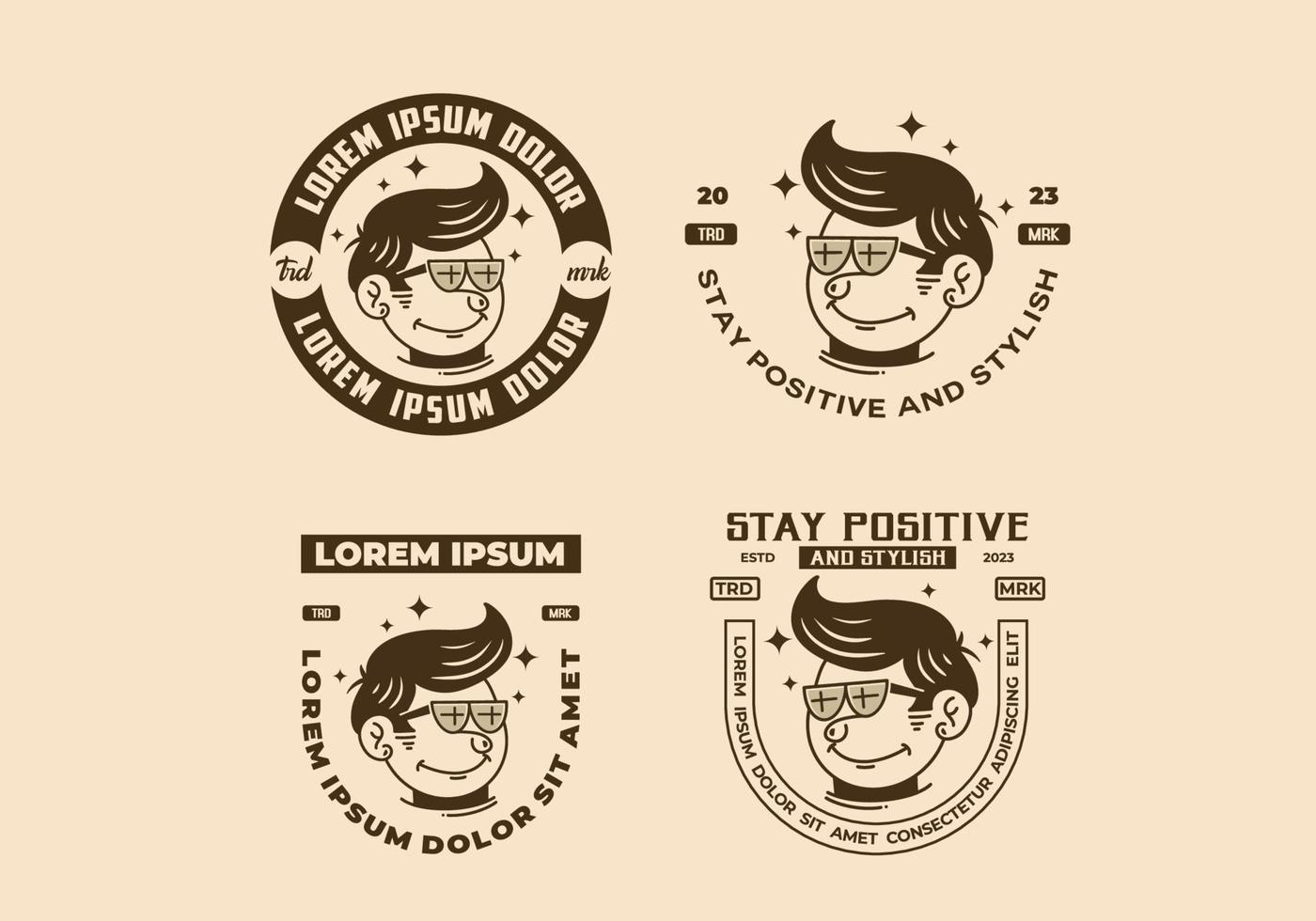 Illustration of a funny face man with retro hair wearing glasses vector
