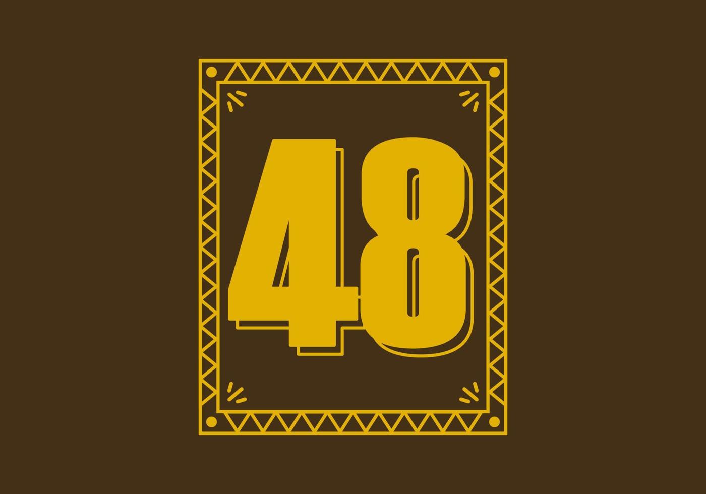 número 48 en marco de rectángulo retro vector