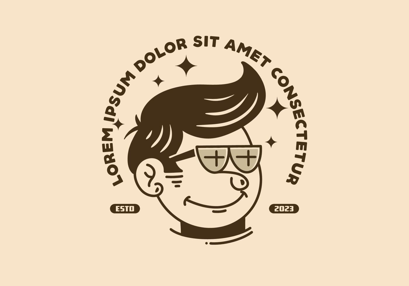 Illustration of a funny face man with retro hair wearing glasses vector