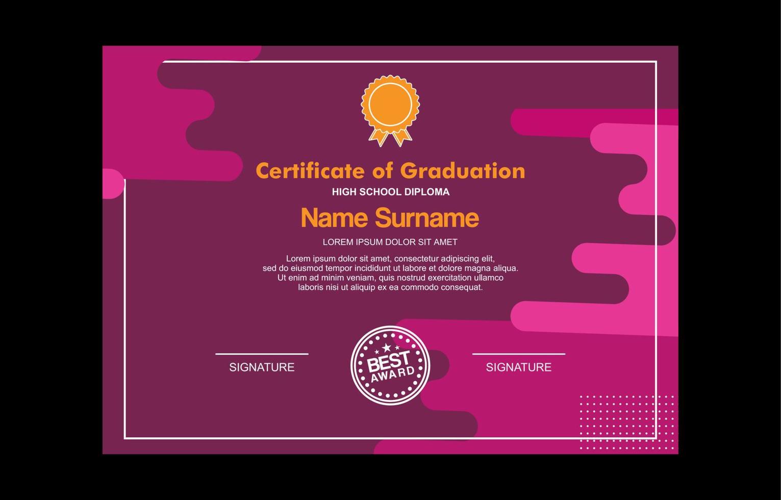 modern certificate template for achievement vector