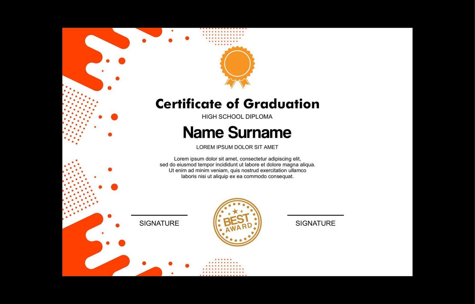 modern certificate template for achievement vector