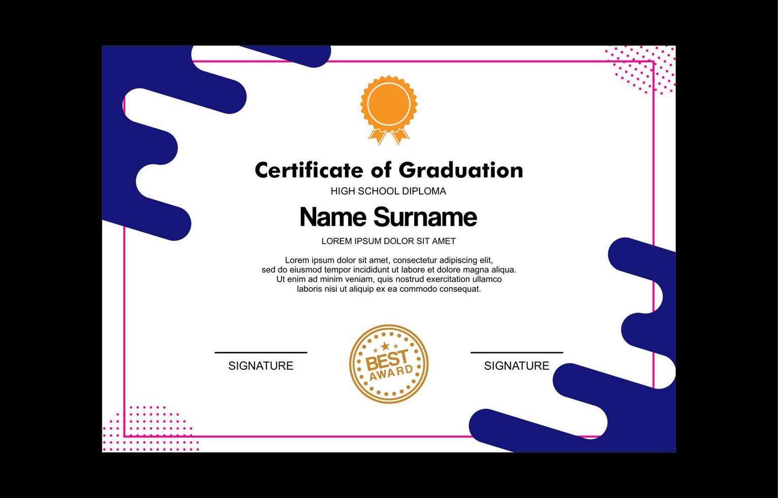 modern certificate template for achievement vector