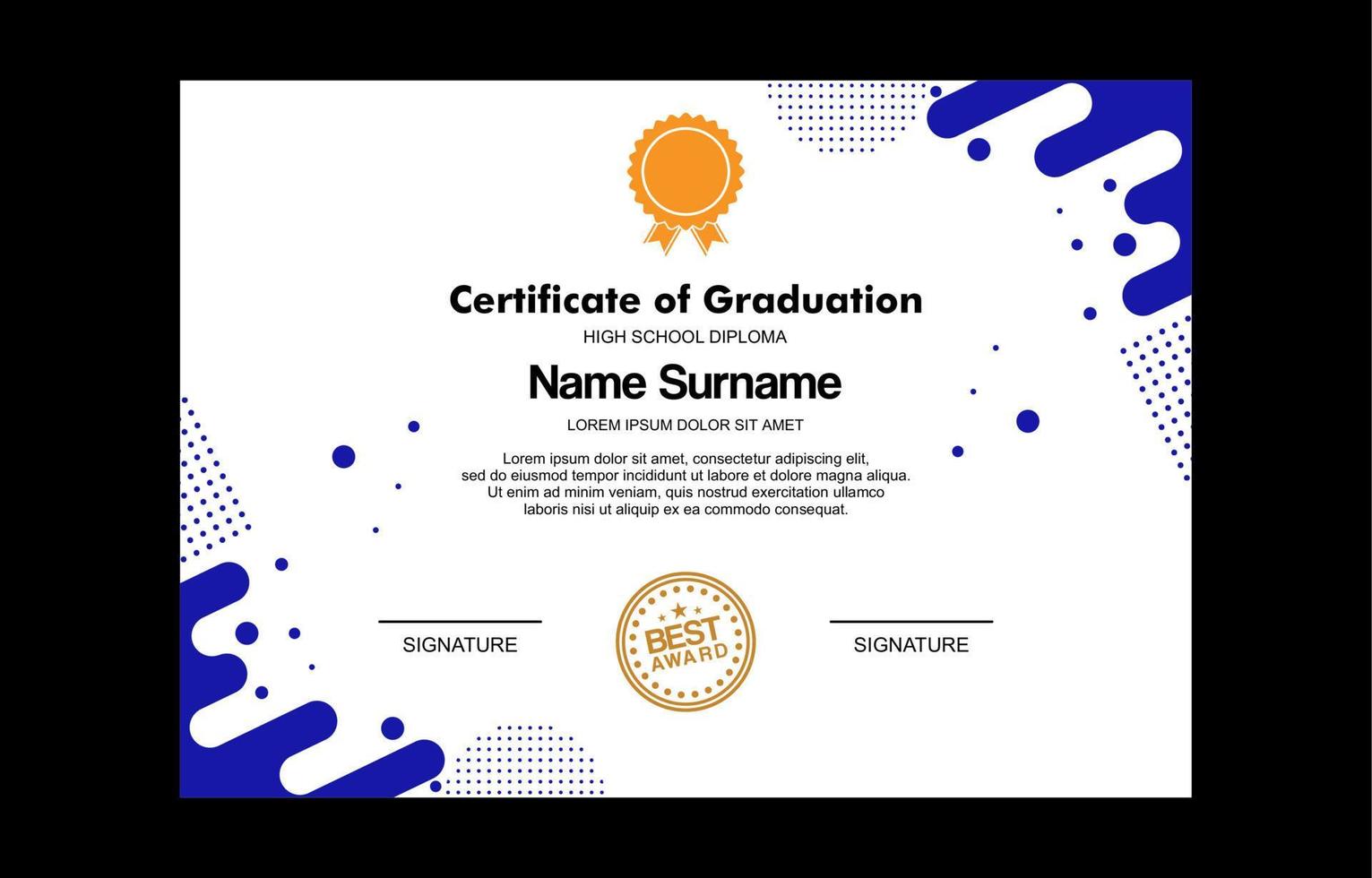 modern certificate template for achievement vector