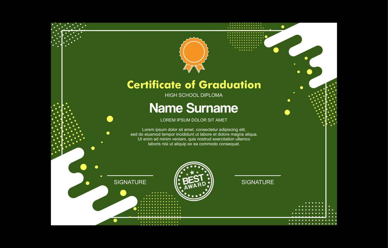 modern certificate template for achievement vector