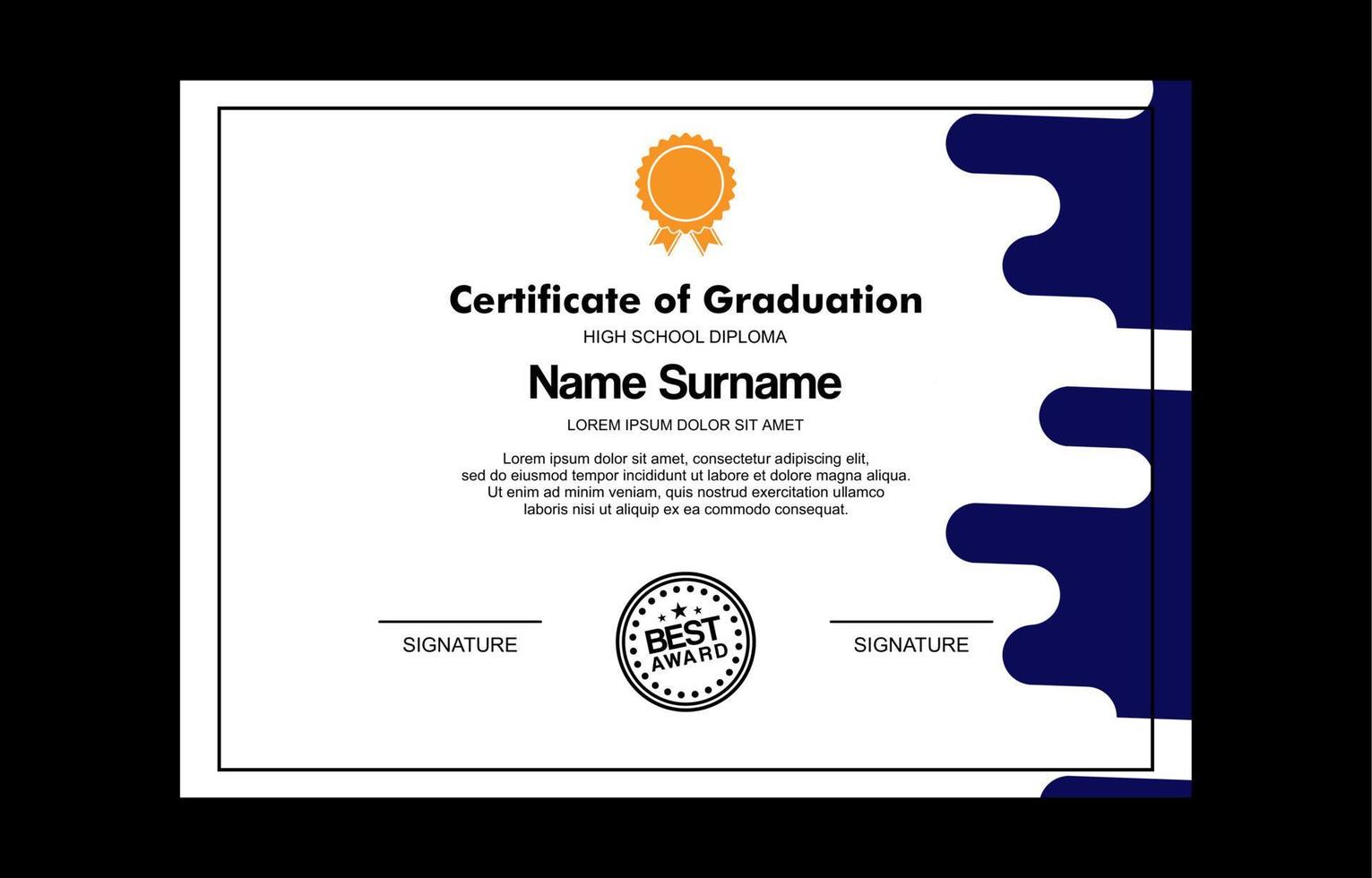 modern certificate template for achievement vector