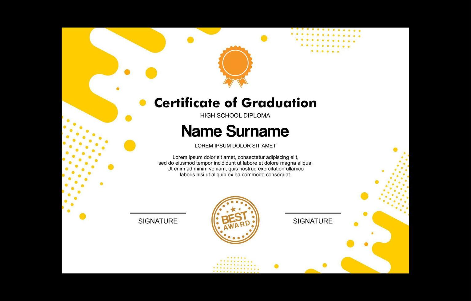 modern certificate template for achievement vector