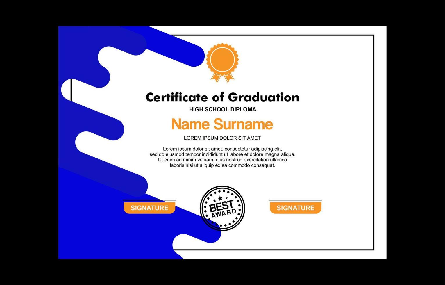 modern certificate template for achievement vector