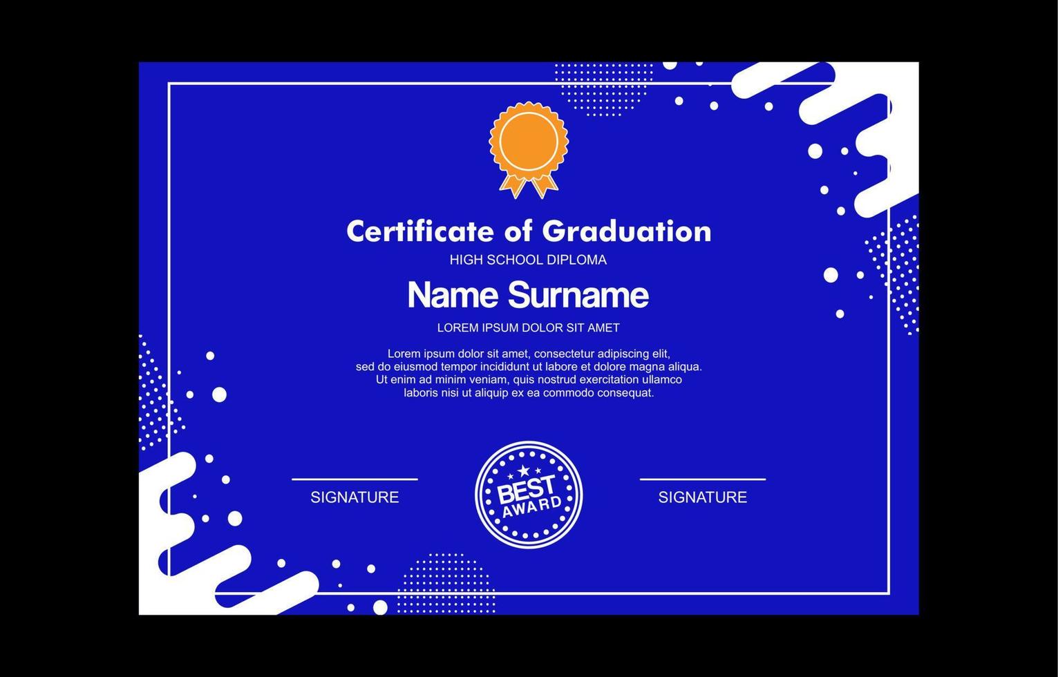 modern certificate template for achievement vector