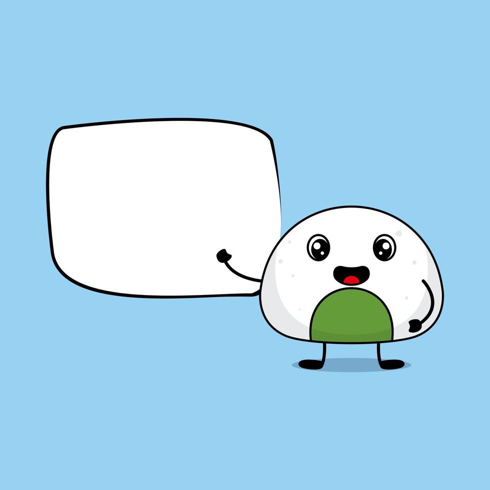 Vector cute funny onigiri and empty text board