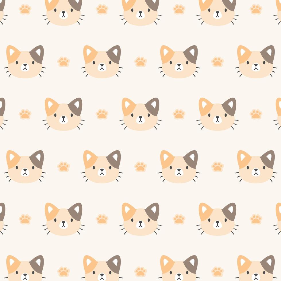 Vector cute lion head cartoon faces animals seamless pattern