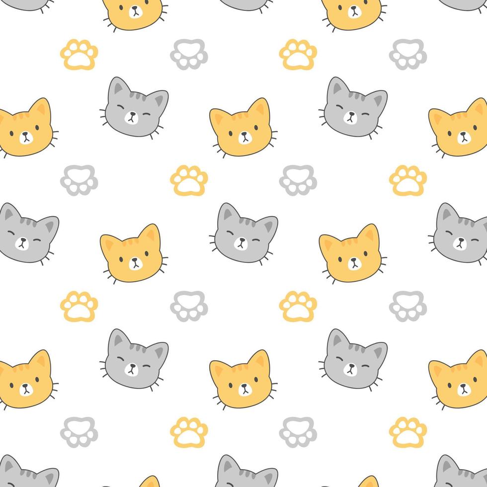 Vector cute lion head cartoon faces animals seamless pattern