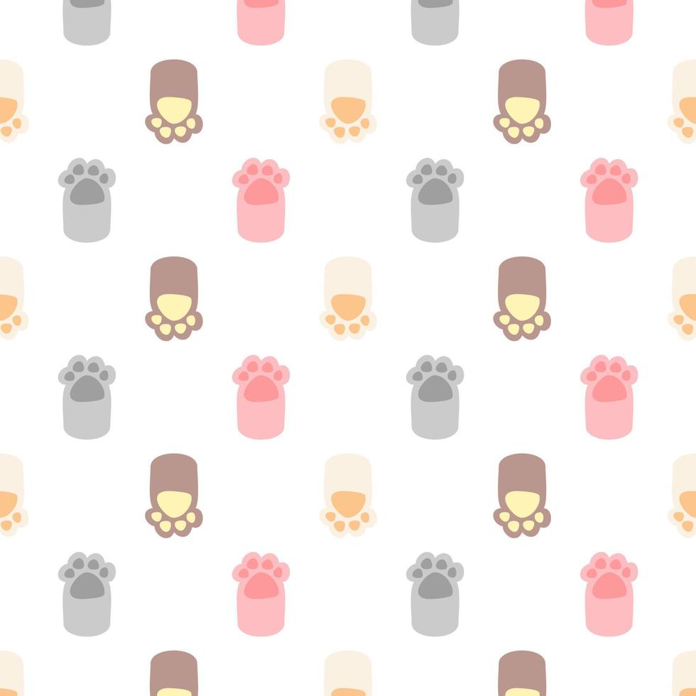 Vector cat paw seamless pattern cartoon kitten