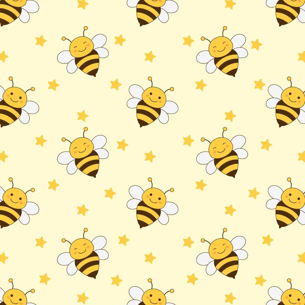Vector seamless pattern of cute honey bee