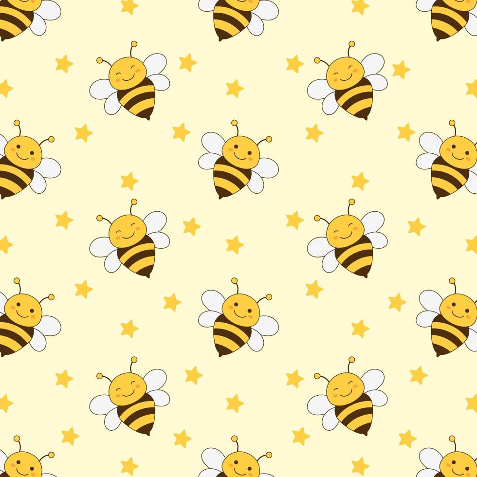 Vector seamless pattern of cute honey bee