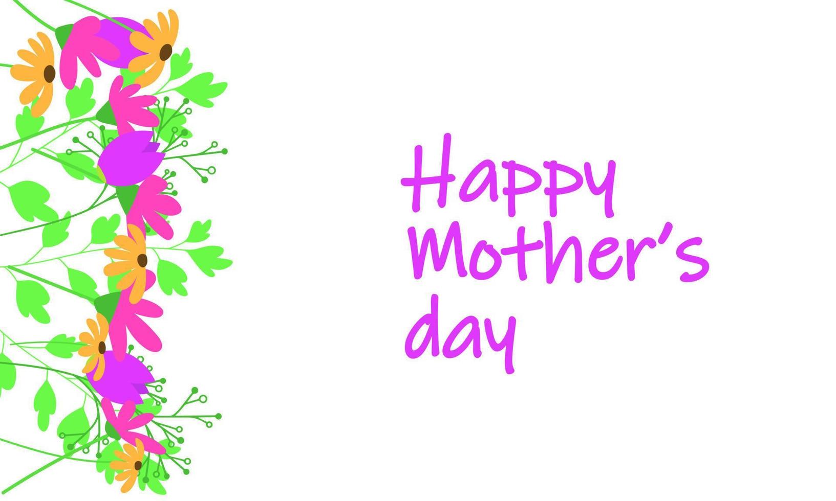 Happy Mother's Day card or banner with flowers. Vector illustraiton.