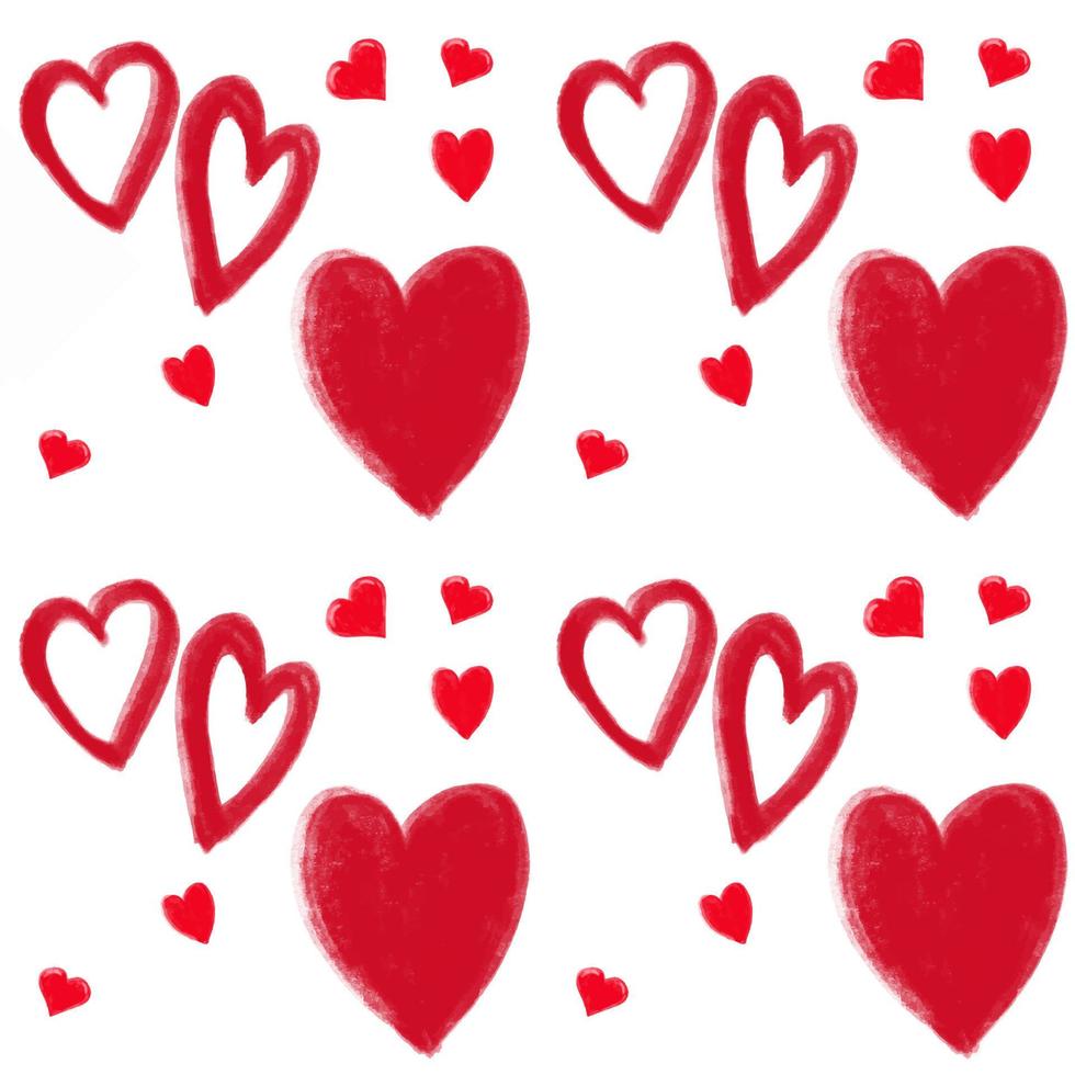 Seamless pattern with red heart on white background vector