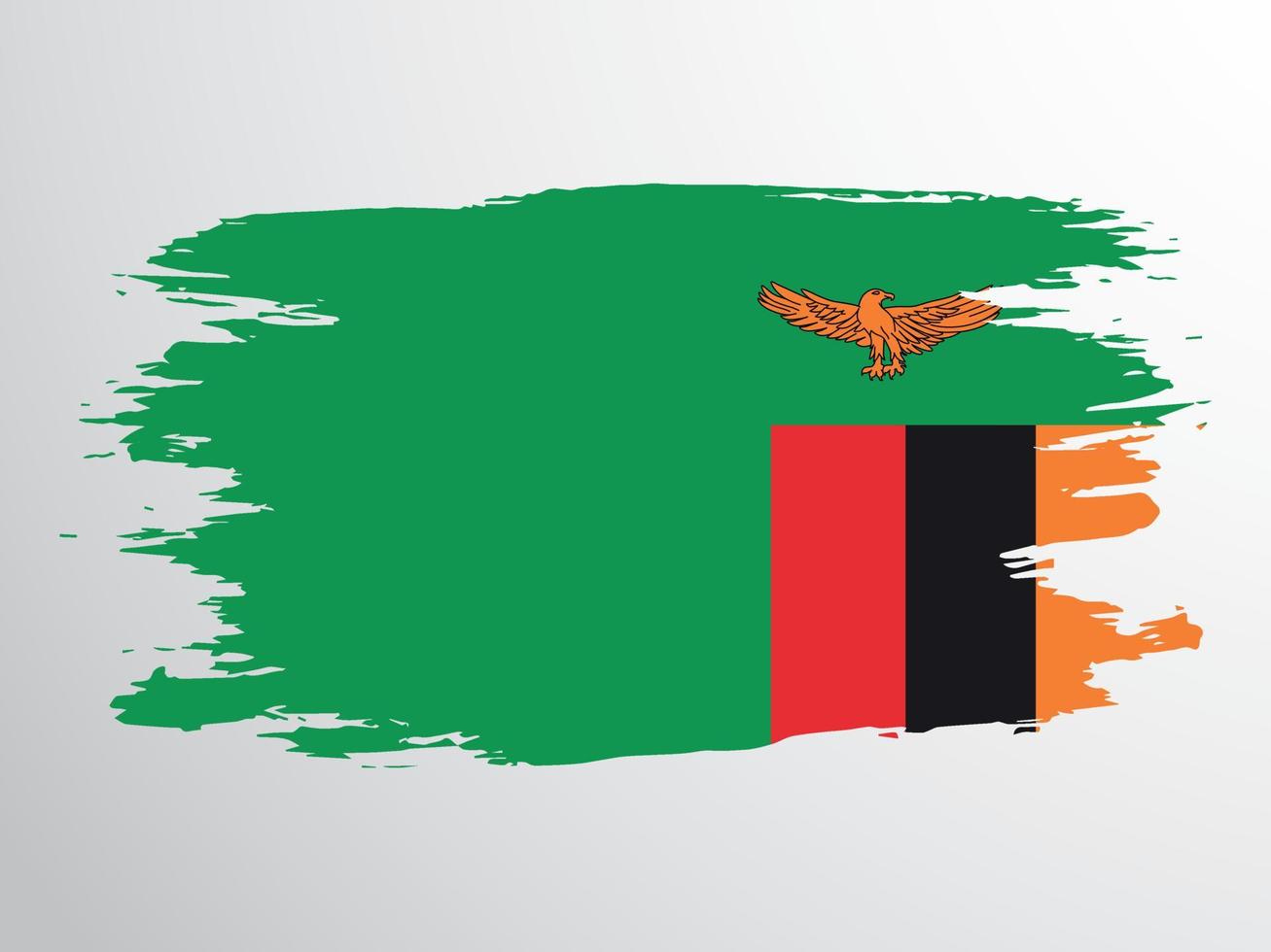 National flag of Zambia painted with a brush vector