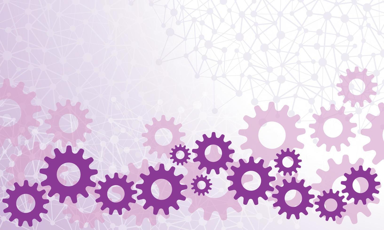 Vector abstract background with gears and molecules