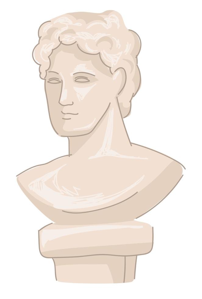 Old greek statues, roman ancient culture vector
