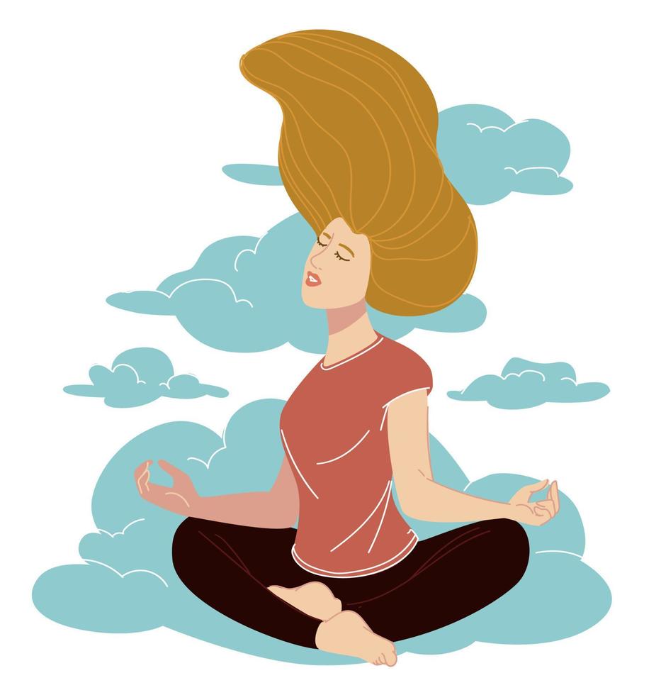 Meditation and yoga, lightness and clarity of mind vector