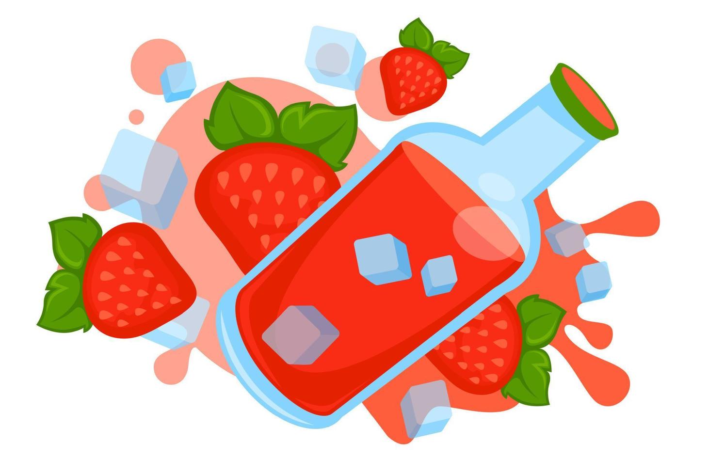 Strawberry cocktail, smoothie or juice with ice vector
