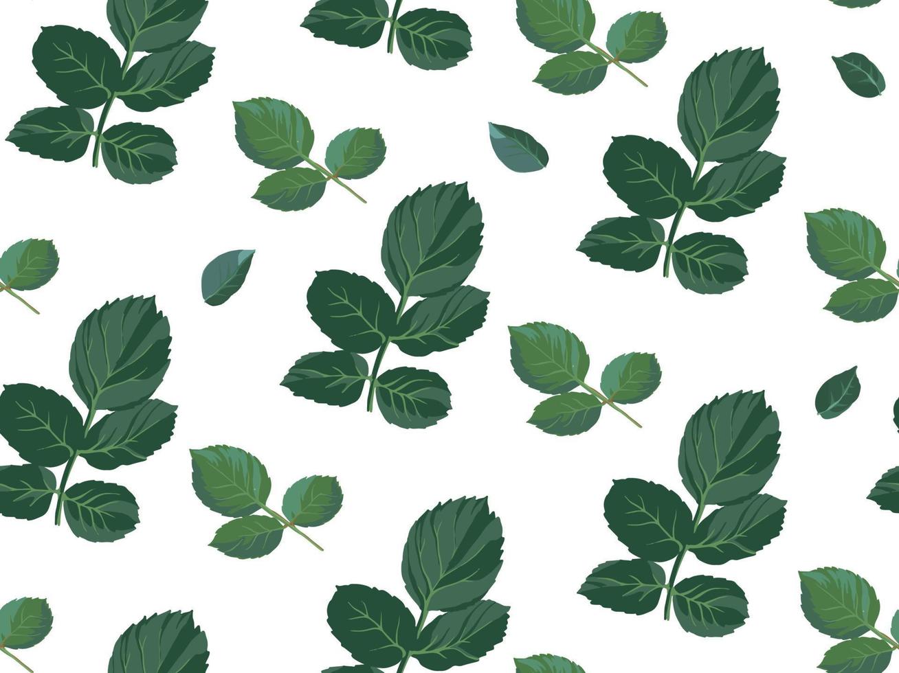 Rose leaves and branches seamless pattern vector