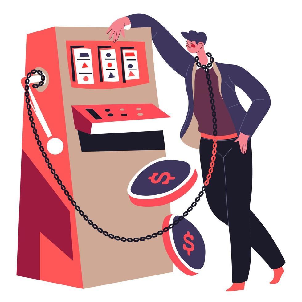 Game addition, man gambling and losing money vector