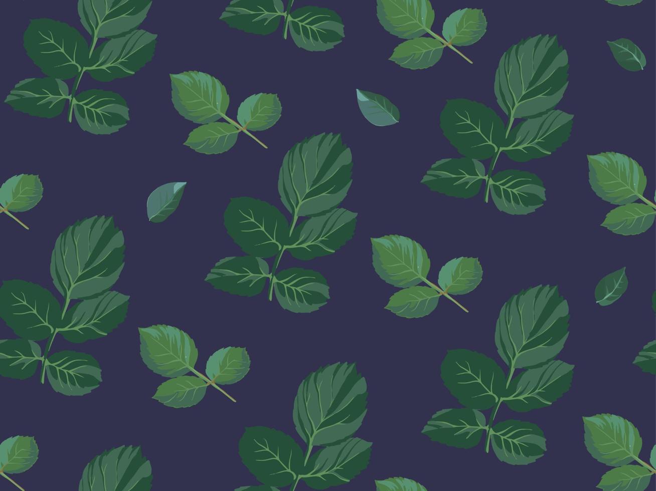 Rose leaves and stems, seamless pattern print vector