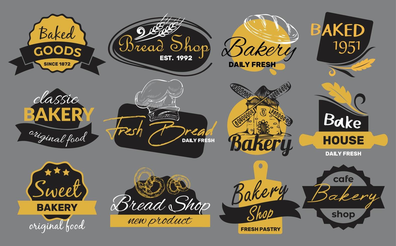 Fashion sticker for bread product, set vector