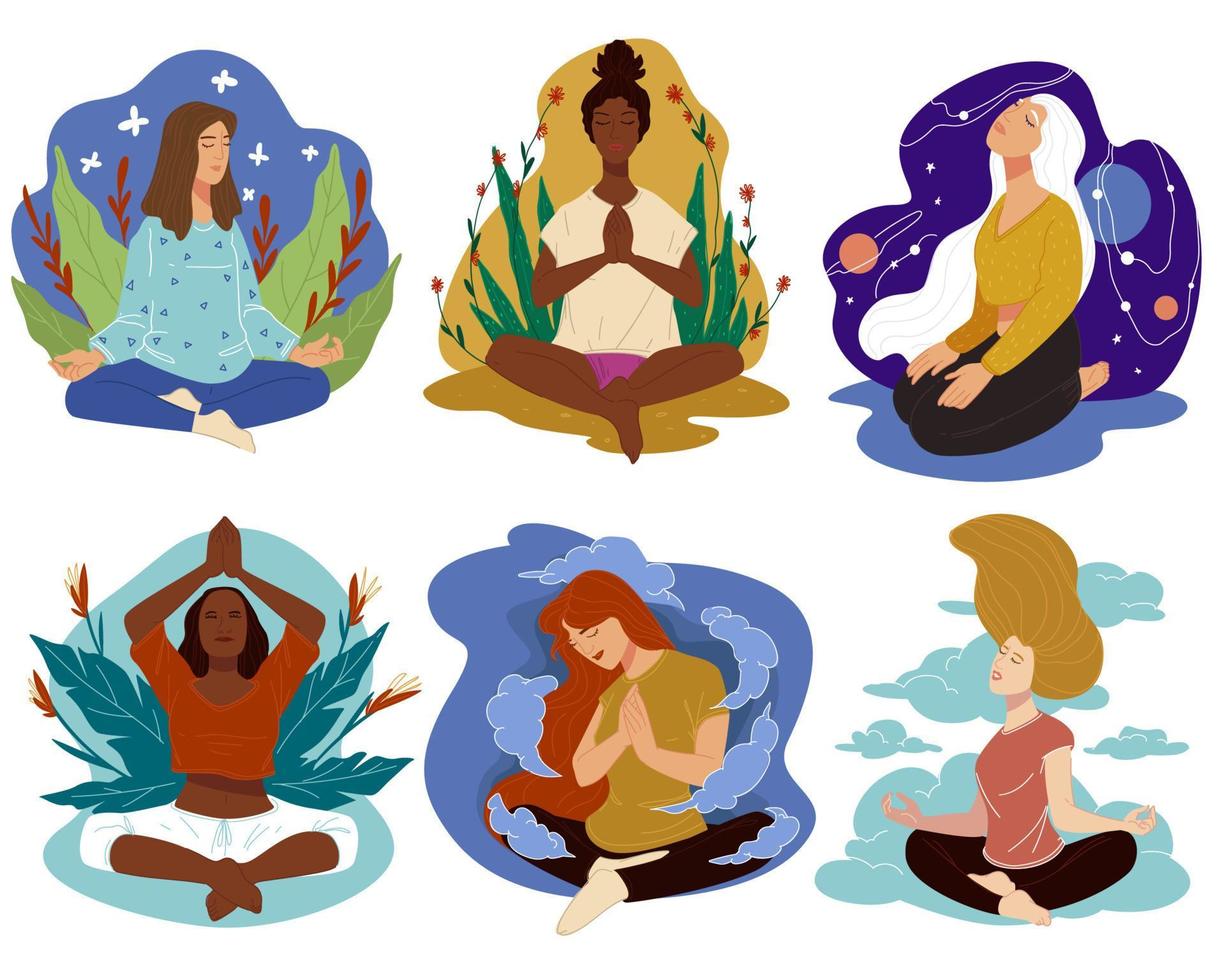 Meditation and yoga, sports and wellbeing vector